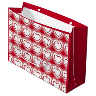 Modern Abstract Hearts - Red and White Large Gift Bag