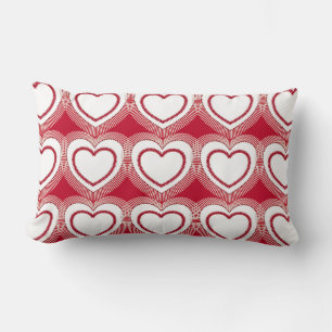Modern Abstract Hearts - Red and White Lumbar Cushion