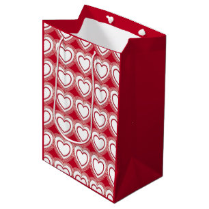 Modern Abstract Hearts - Red and White Medium Gift Bag