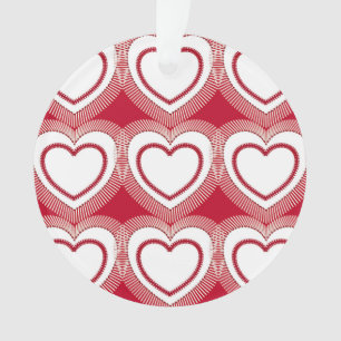 Modern Abstract Hearts - Red and White Ornament