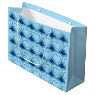 Modern Abstract Hearts - Sky Blue and Cobalt Large Gift Bag