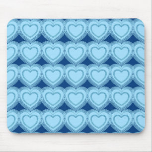 Modern Abstract Hearts - Sky Blue and Cobalt Mouse Pad