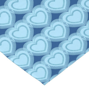 Modern Abstract Hearts - Sky Blue and Cobalt Short Table Runner