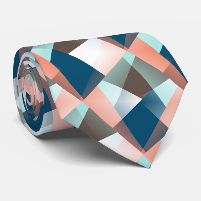 Modern Abstract Hip Geometric Mosaic Art Pattern Tie (Rolled)