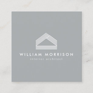 Modern Abstract Home Logo Grey Square Business Card