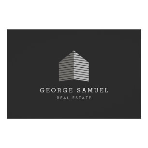 Modern Abstract Home Logo Realtor Black Poster