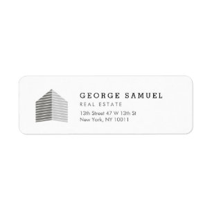 Modern Abstract Home Logo Realtor Gray White Return Address Label