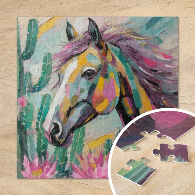 Modern Abstract Horse and Succulents Jigsaw Puzzle (Creator Uploaded)