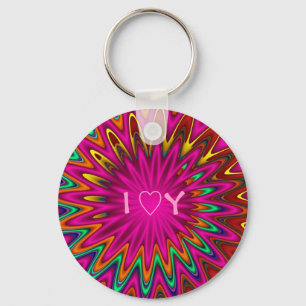 Modern abstract I Love You keychain