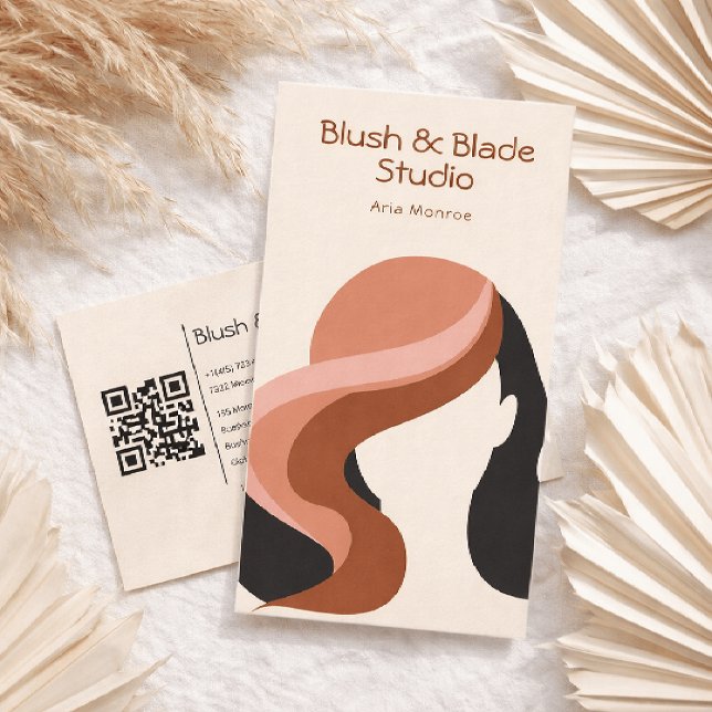 Modern abstract Illustration Hairstylist Salon Business Card (Creator Uploaded)