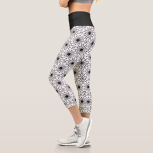 Modern Abstract in Black and White Capri Leggings