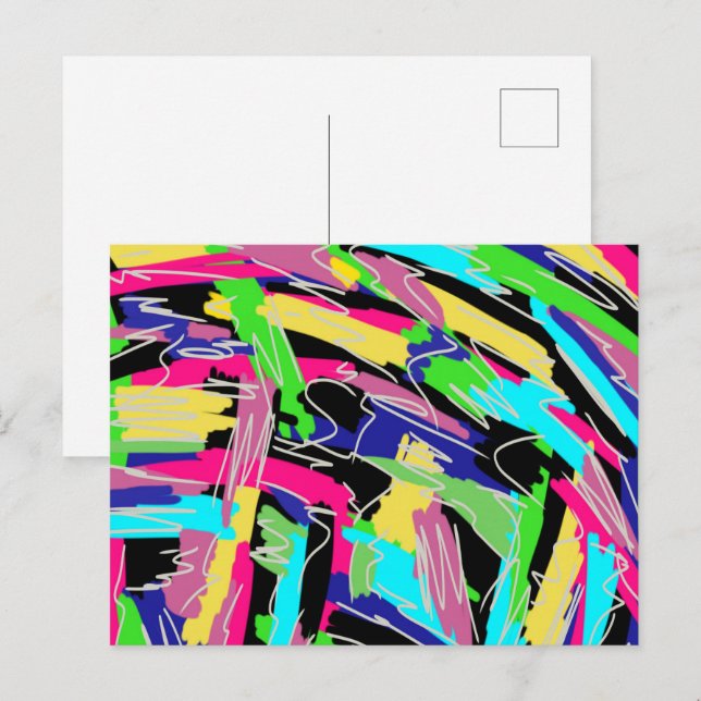 Modern Abstract in Rainbow Colours Postcard (Front/Back)