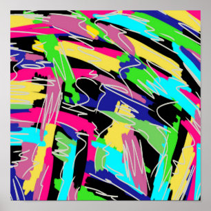 Modern Abstract in Rainbow Colours Poster