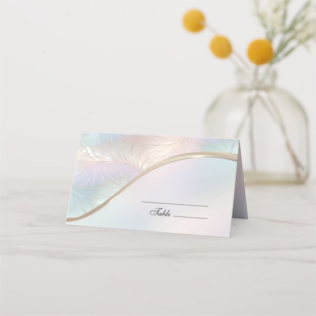 Modern Abstract Iridescent Place Card (Front)