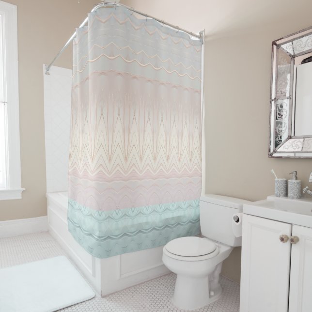 Modern Abstract Iridescent Shower Curtain (In Situ)