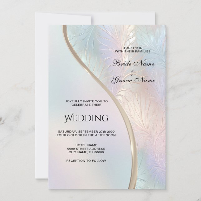 Modern Abstract Iridescent Wedding Invitation (Front)
