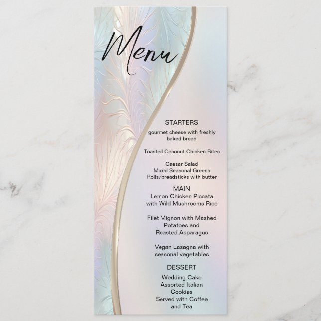 Modern Abstract Iridescent Wedding Menu (Front)