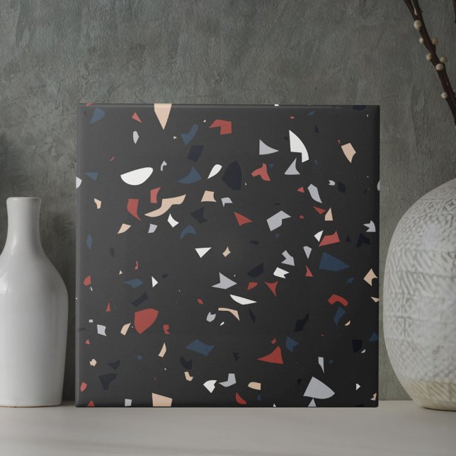 Modern Abstract Italian Terrazzo Seamless Pattern Ceramic Tile (Close up)
