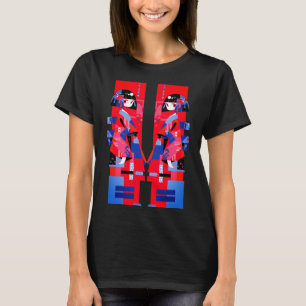 Modern Abstract Japanese Girl – Geometric Kimono T-Shirt