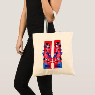 Modern Abstract Japanese Girl – Geometric Kimono Tote Bag