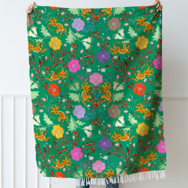 Modern abstract jungle party with cheetah  throw blanket (Creator Uploaded)