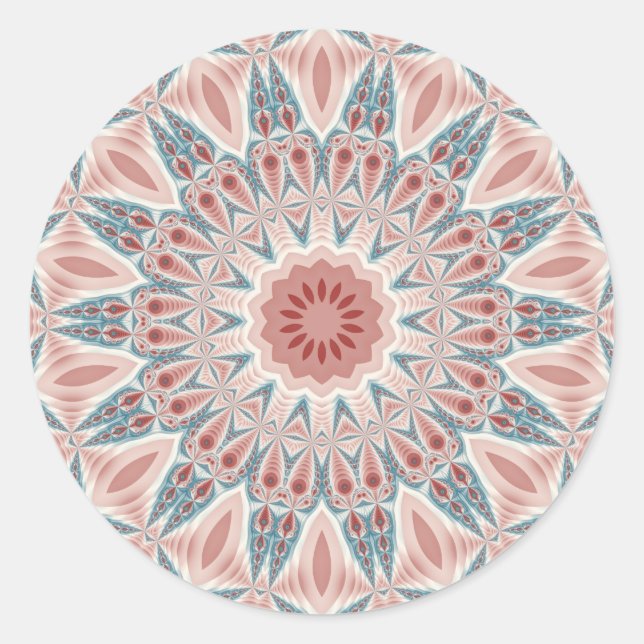 Modern Abstract Kaleidoscope Mandala Fractal Art Classic Round Sticker (Front)