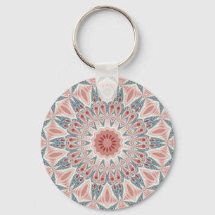 Modern Abstract Kaleidoscope Mandala Fractal Art Key Ring