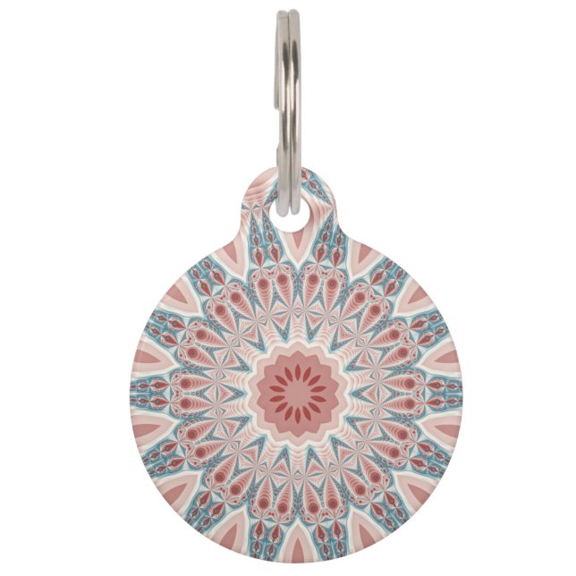Modern Abstract Kaleidoscope Mandala Fractal Art Pet Tag (Front)