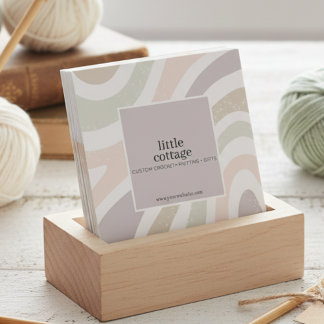 Modern Abstract Knitting Crochet Yarn Handmade Square Business Card