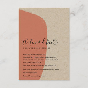 MODERN ABSTRACT KRAFT TERRACOTTA WEDDING DETAIL ENCLOSURE CARD