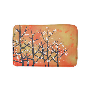 Modern Abstract Landscape Burnt Orange Bath Mat