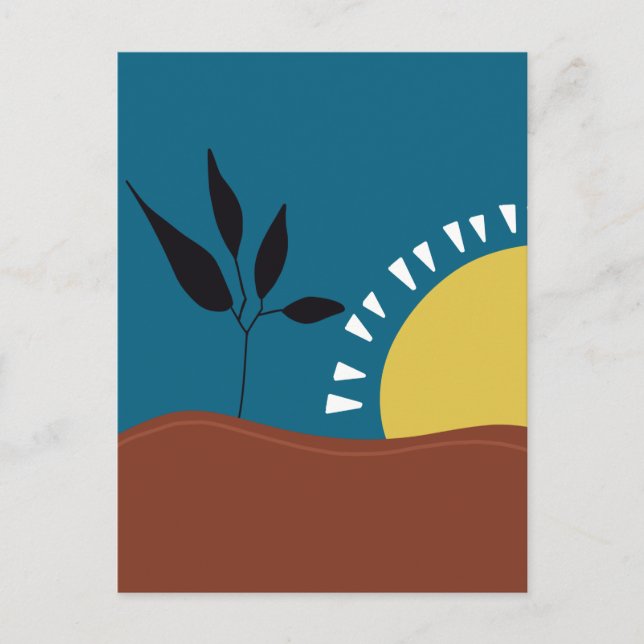 Modern abstract landscape sun minimalist postcard (Front)
