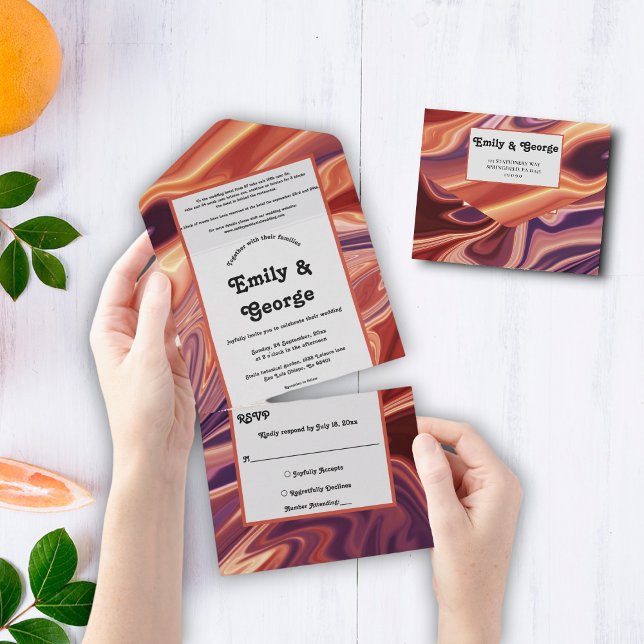 Modern Abstract Lava Oil Painting Minimal Wedding All In One Invitation (Creator Uploaded)