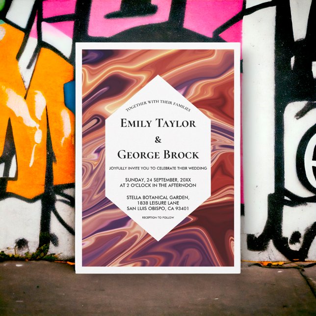 Modern Abstract Lava Oil Painting Minimal Wedding Invitation (Creator Uploaded)