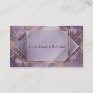 Modern Abstract Lavender Gold Geometric Floral Business Card