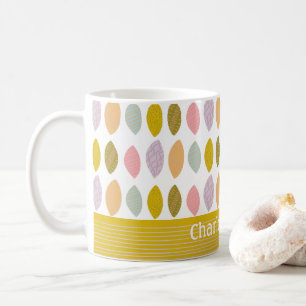 Modern Abstract Leaves Pattern Personalised Coffee Mug