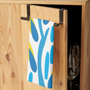 Modern Abstract Leaves Pattern Tea Towel
