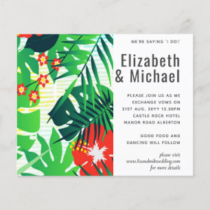 Modern Abstract Leaves Tropical Wedding Invite