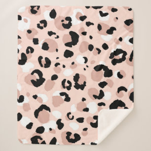 Modern Abstract Leopard Animal Print Sherpa Blanket