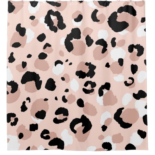 Modern Abstract Leopard Animal Print Shower Curtain (Front)