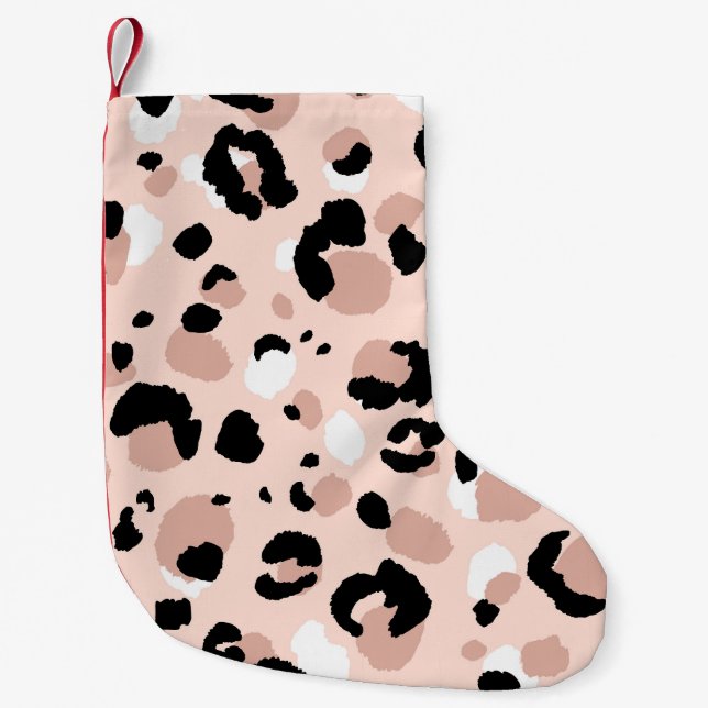 Modern Abstract Leopard Animal Print Small Christmas Stocking (Front)
