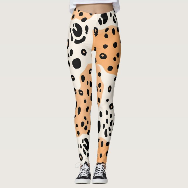 Modern Abstract Leopard Print Pattern Leggings (Front)