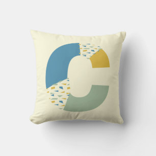 Modern Abstract Letter C Monogram Initial Cushion
