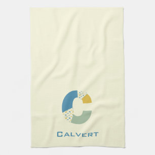 Modern Abstract Letter C Monogram Initial Tea Towel