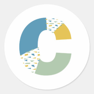 Modern Abstract Letter C Monogram Personalised Classic Round Sticker