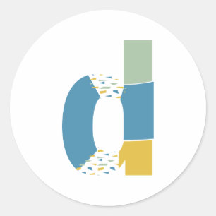Modern Abstract Letter D Monogram Personalised Classic Round Sticker