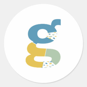 Modern Abstract Letter G Monogram Personalised Classic Round Sticker