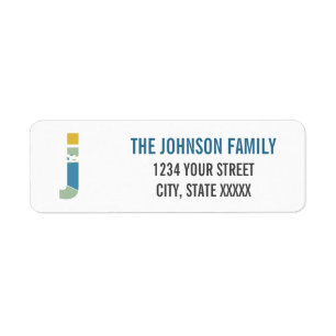Modern Abstract Letter J Monogram Initial Address Return Address Label