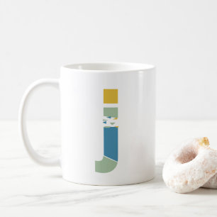 Modern Abstract Letter J Monogram Initial Coffee Mug