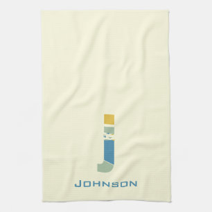 Modern Abstract Letter J Monogram Initial Tea Towel